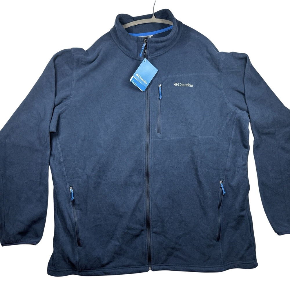 Columbia Fleece Jacket Men‎ 3XT Tall Blue Full Zip Mock Neck Pockets Coat NWT